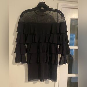 Elegant Black Ruffle Top